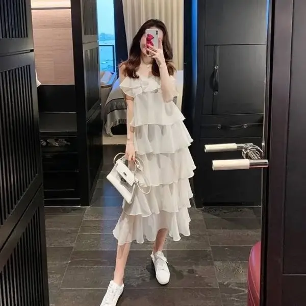 Fairy V-Neck Sling Dress Women's Slimming Midi Dress — feature 5