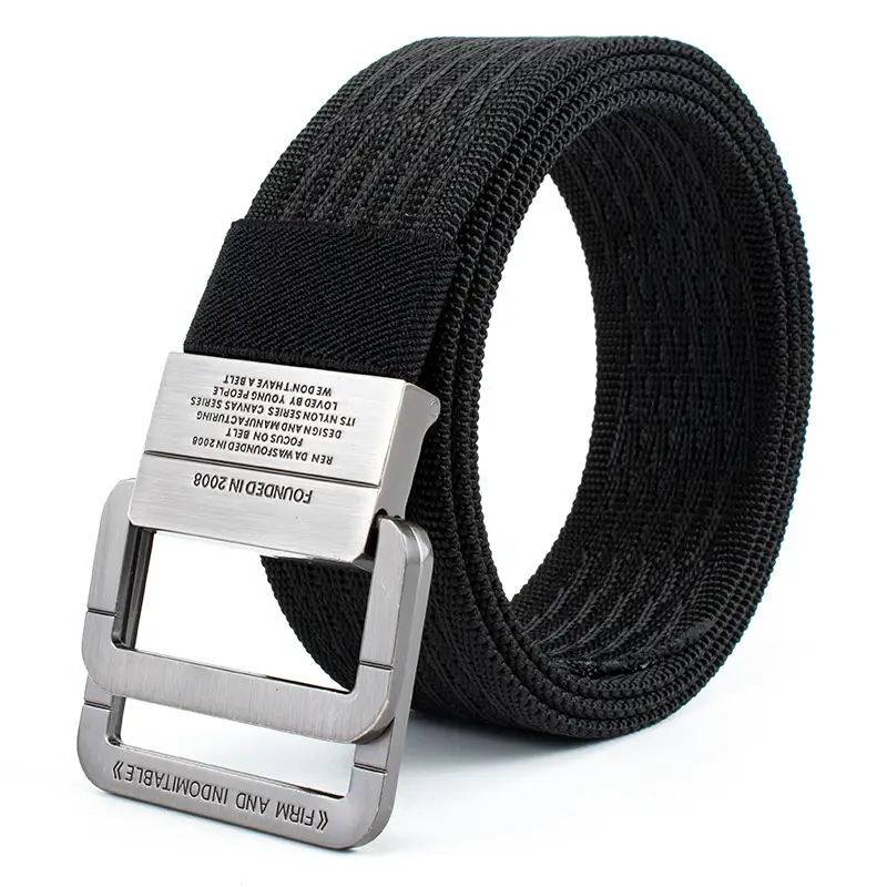 Men's Canvas Belt with Square Buckle Design
