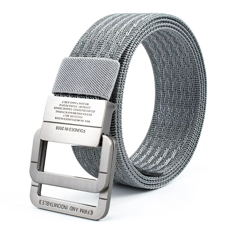Men's Canvas Belt with Square Buckle Design