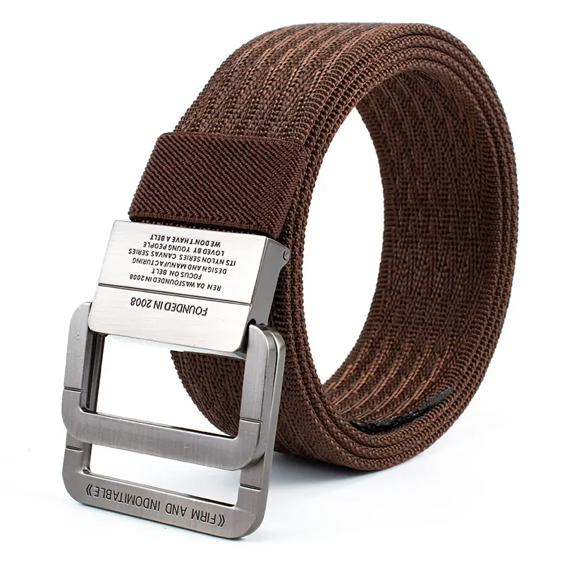 Men's Canvas Belt with Square Buckle Design
