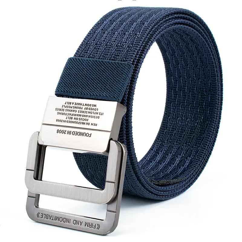 Men's Canvas Belt with Square Buckle Design