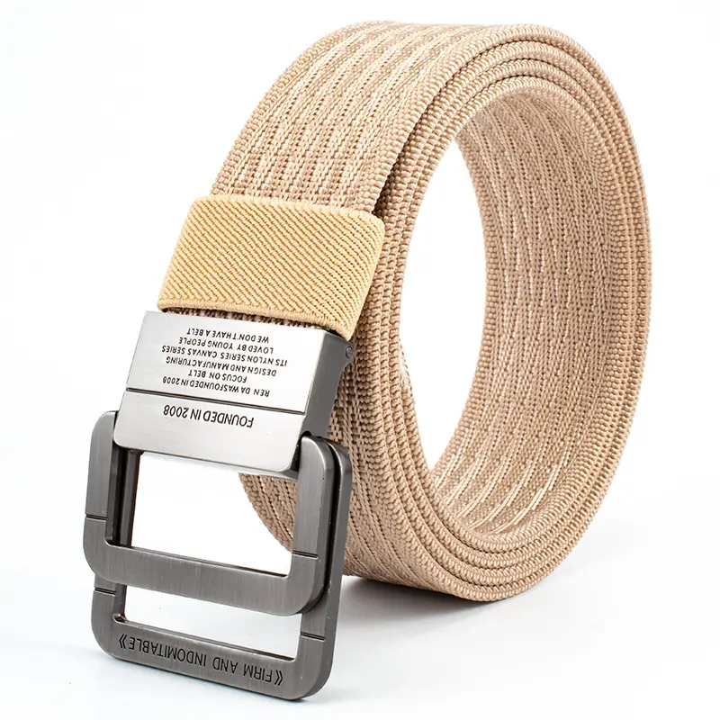 Men's Canvas Belt with Square Buckle Design