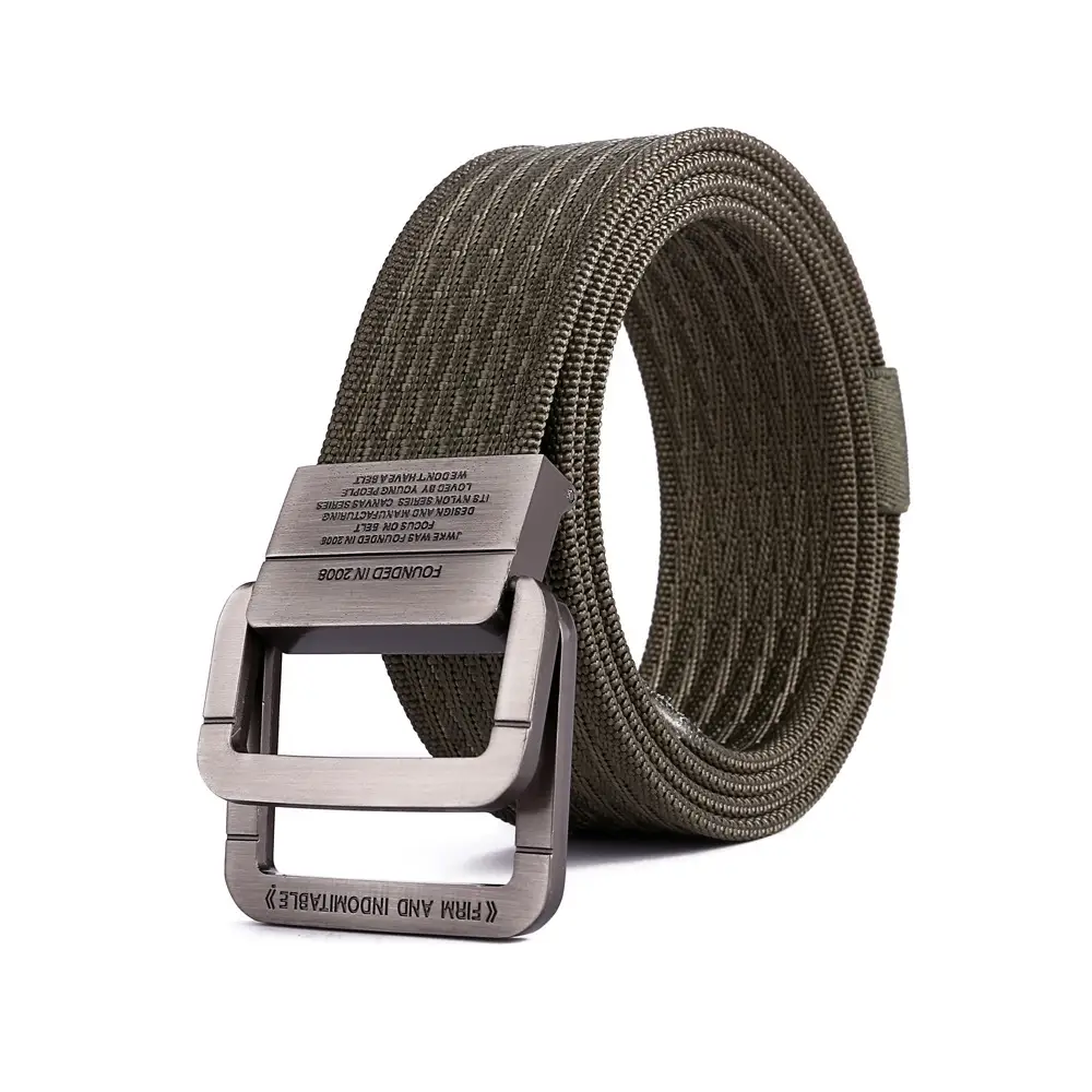 Men's Canvas Belt with Square Buckle Design