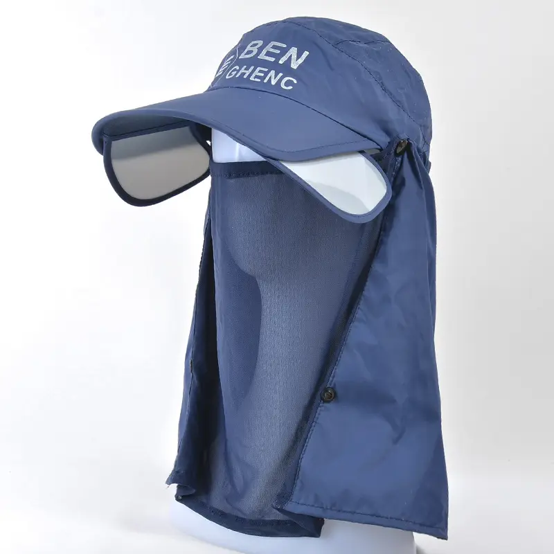 Women Sunscreen Cap with Neck Cover Black - Image 6