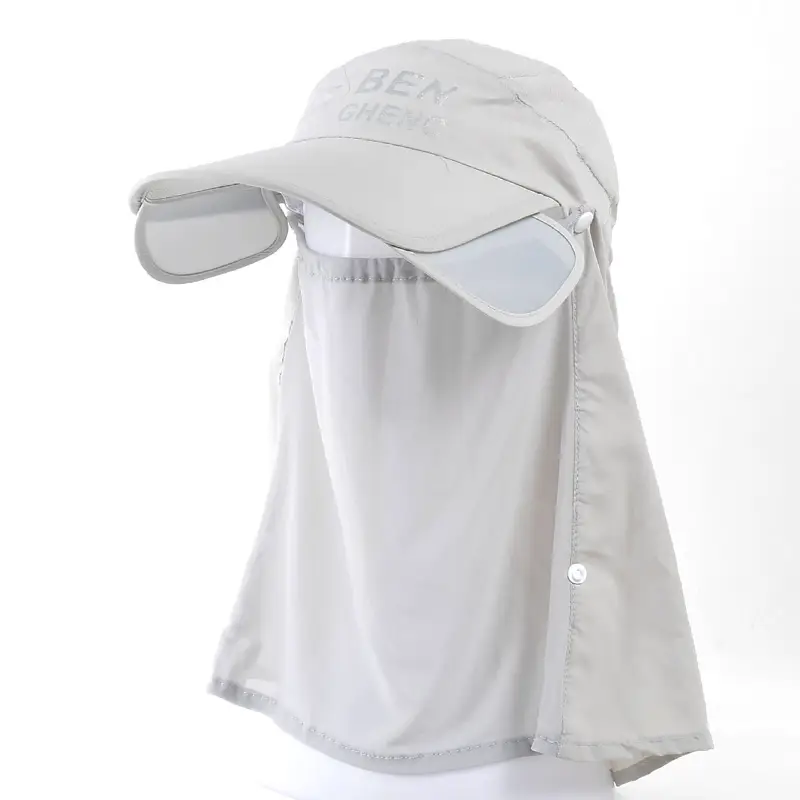 Women Sunscreen Cap with Neck Cover Black - Image 8