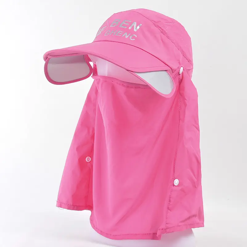 Women Sunscreen Cap with Neck Cover Black - Image 4
