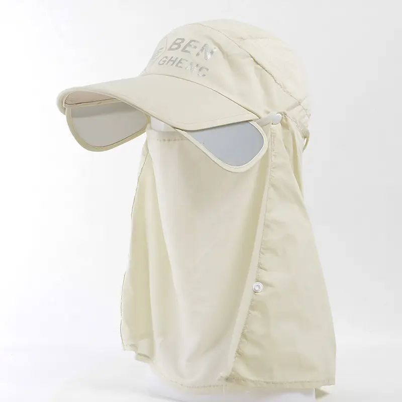 Women Sunscreen Cap with Neck Cover Black - Image 5