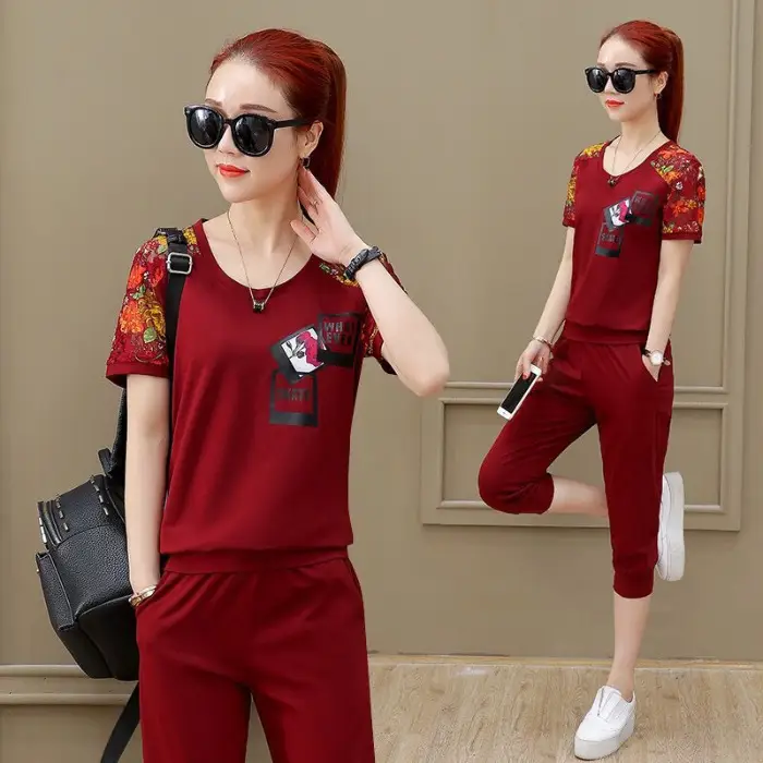 Women's 2021 New Korean Casual Sports Suit Olive Green - Image 4