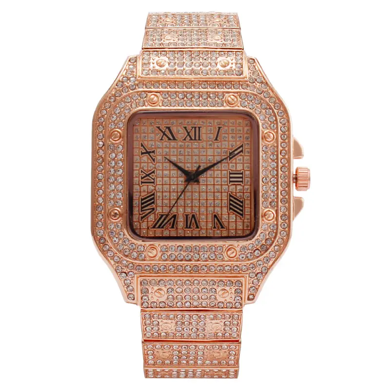 Gold Square Diamond Women's Quartz Watch - Image 8