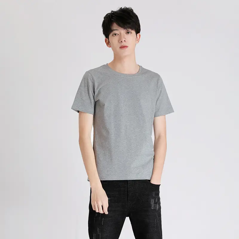 Men White Round Neck T-Shirt Large Loose Fit