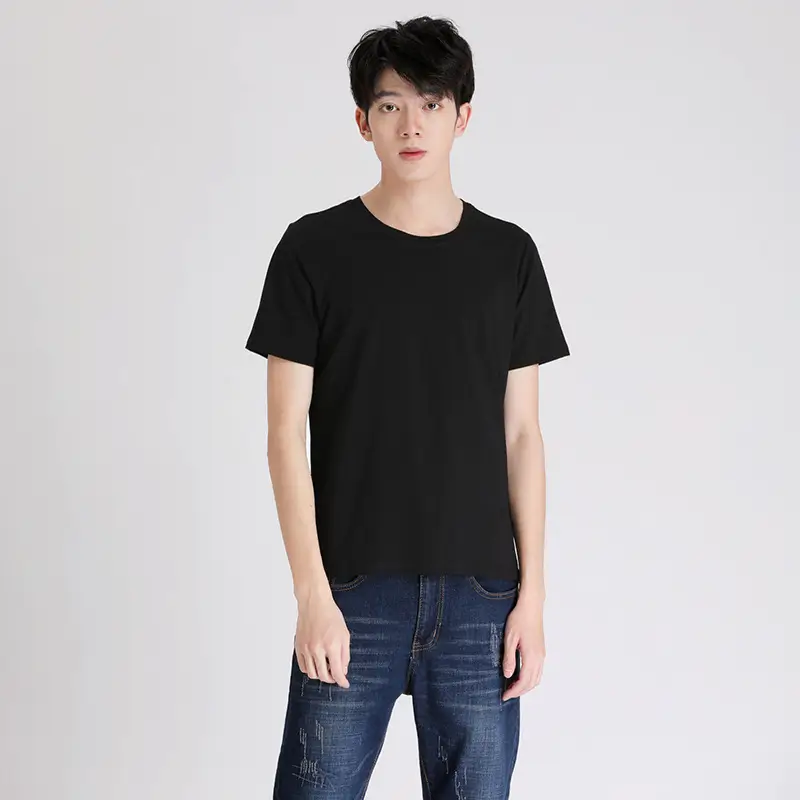 Men White Round Neck T-Shirt Large Loose Fit