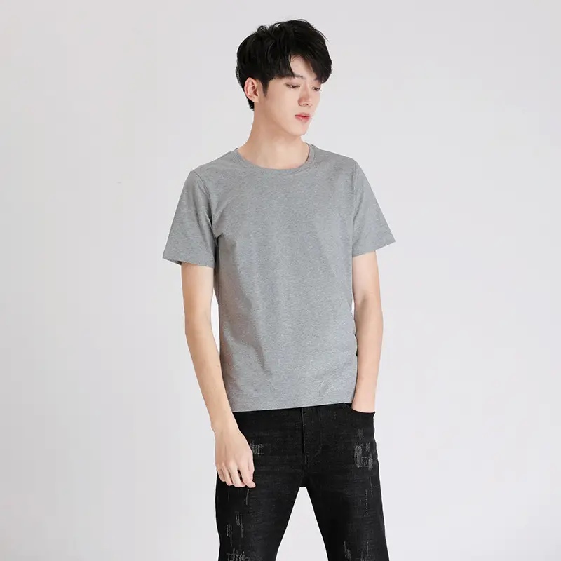 Men White Round Neck T-Shirt Large Loose Fit