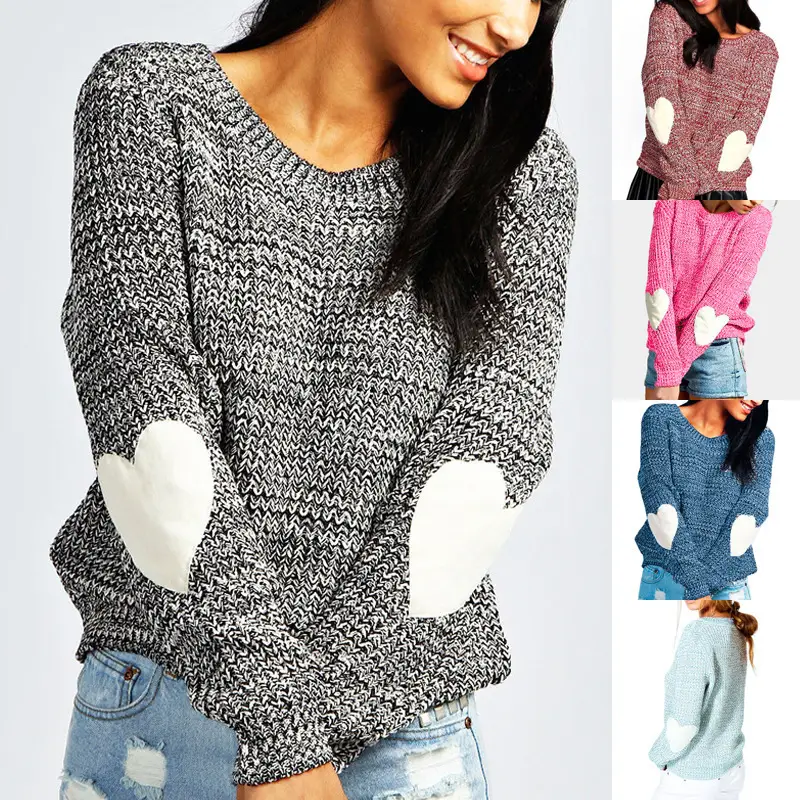 Women's Maroon Heart-Embossed Pullover Sweater - Image 5