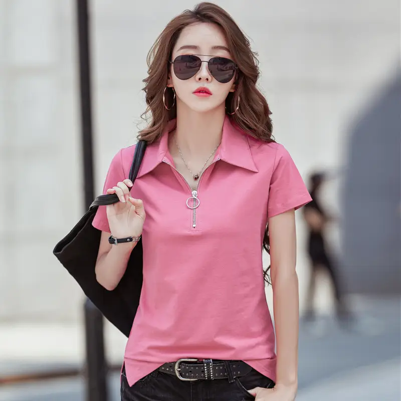 Women Short Sleeve Collared Polo T-Shirt 2026 Summer - Image 3