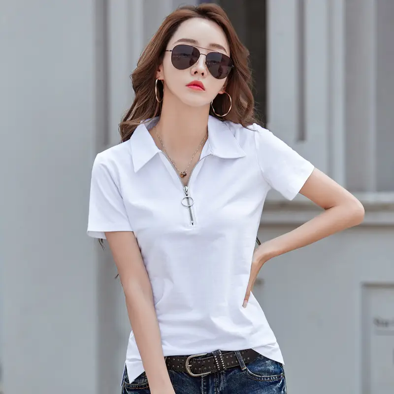 Women Short Sleeve Collared Polo T-Shirt 2026 Summer - Image 5