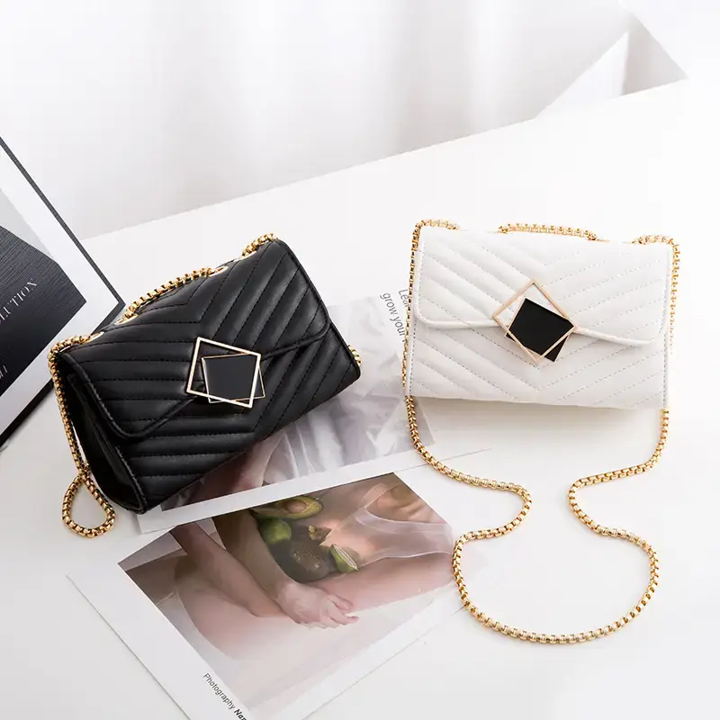 Xiaoxiang Rhombus Chain Bag Black White Embroidered Shoulder Crossbody - Image 6