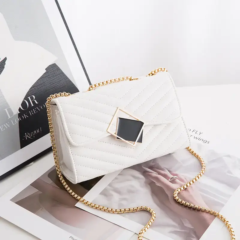 Xiaoxiang Rhombus Chain Bag Black White Embroidered Shoulder Crossbody - Image 2