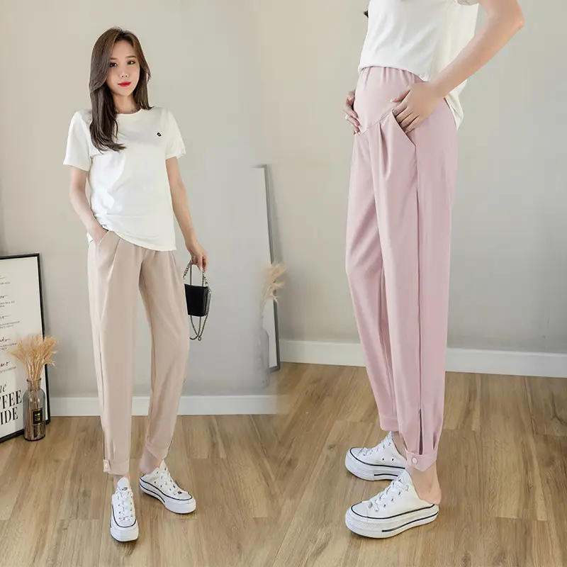 Casual Chiffon Jogger Pants Beige Slim Fit - Image 6