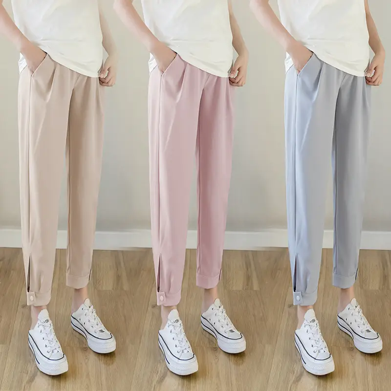 Casual Chiffon Jogger Pants Beige Slim Fit - Image 7
