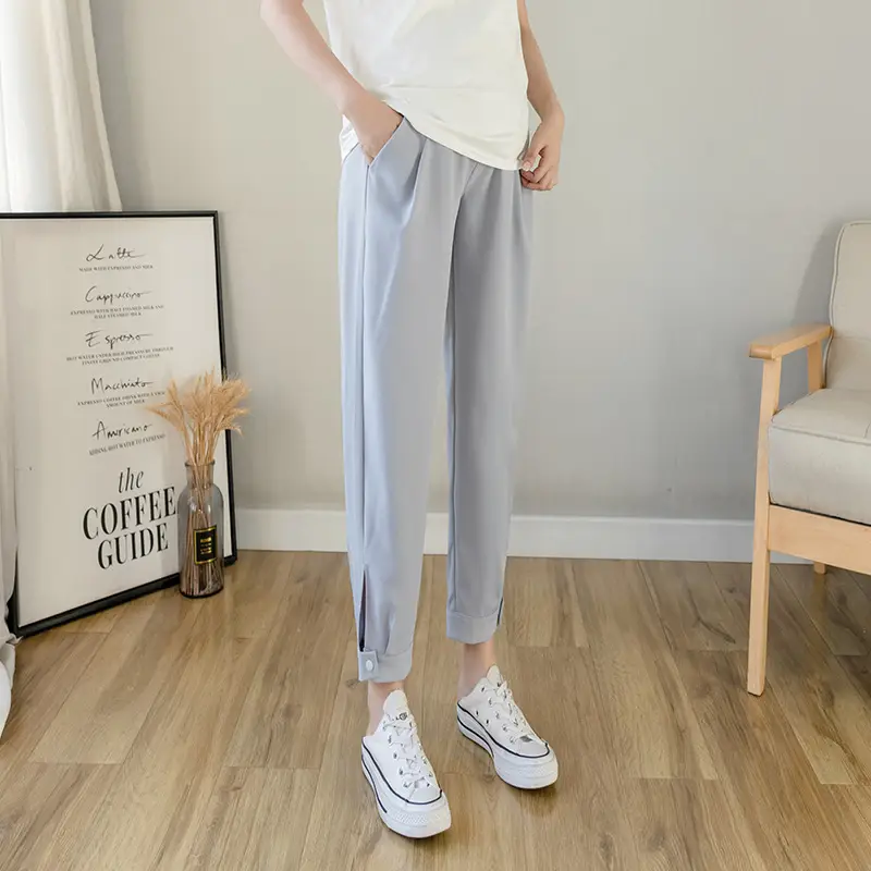 Casual Chiffon Jogger Pants Beige Slim Fit - Image 3