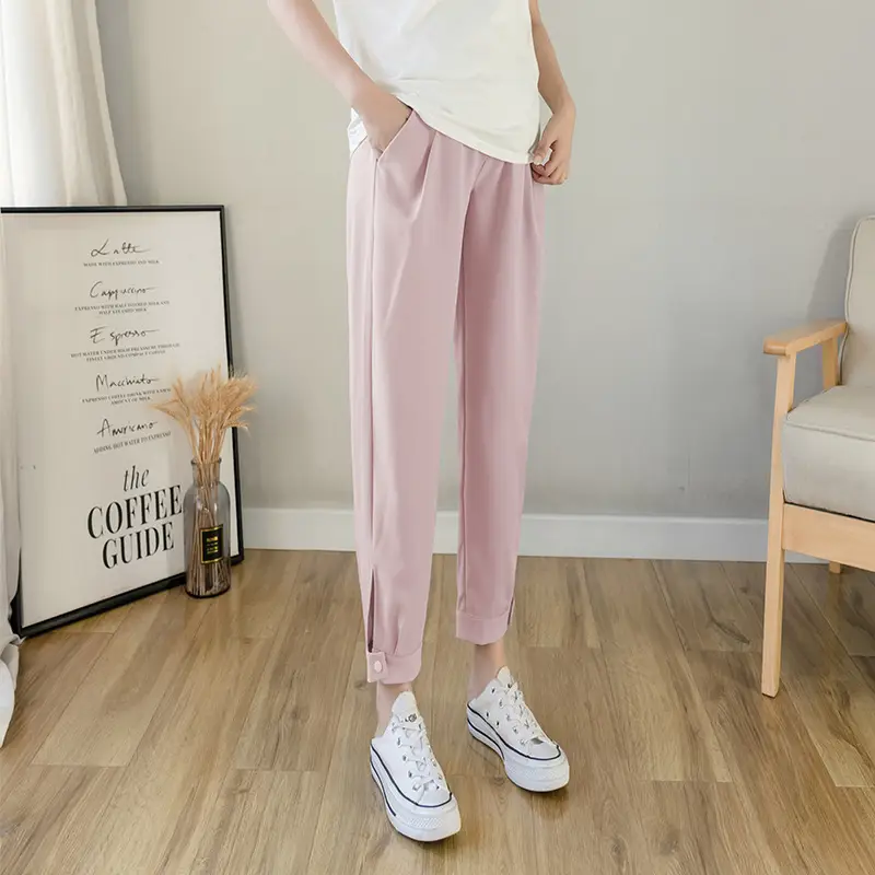 Casual Chiffon Jogger Pants Beige Slim Fit - Image 4