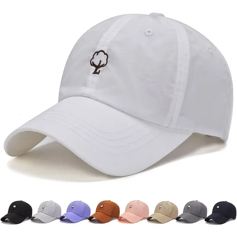 Men's Beige Embroidered Baseball Cap with Embroidered Flower