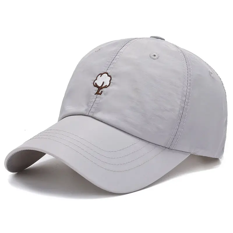 Men's Beige Embroidered Baseball Cap with Embroidered Flower - Image 7