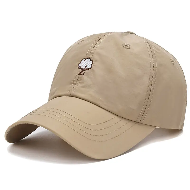 Men's Beige Embroidered Baseball Cap with Embroidered Flower - Image 9