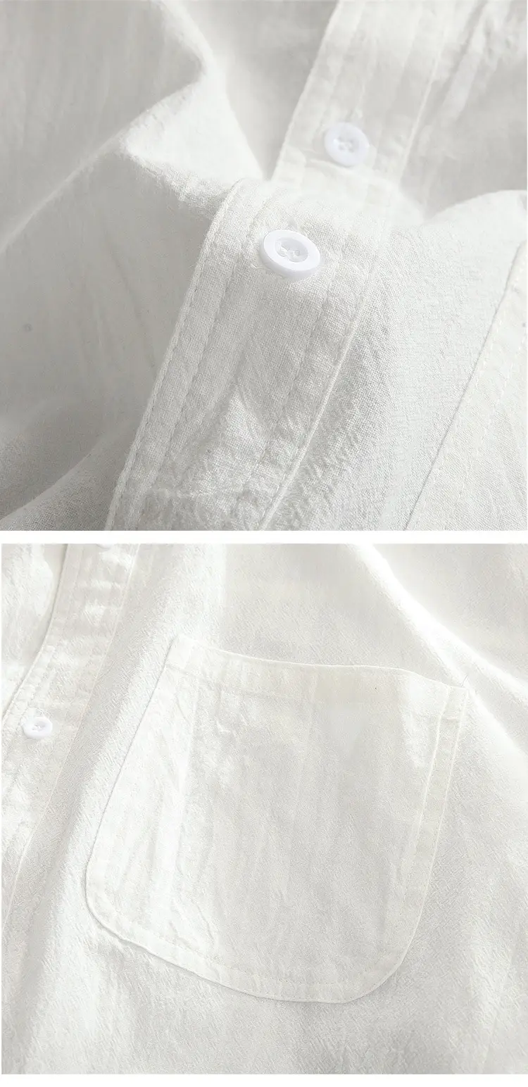 Men's Linen Button-Up Shirt Olive Green All-Match — feature 12