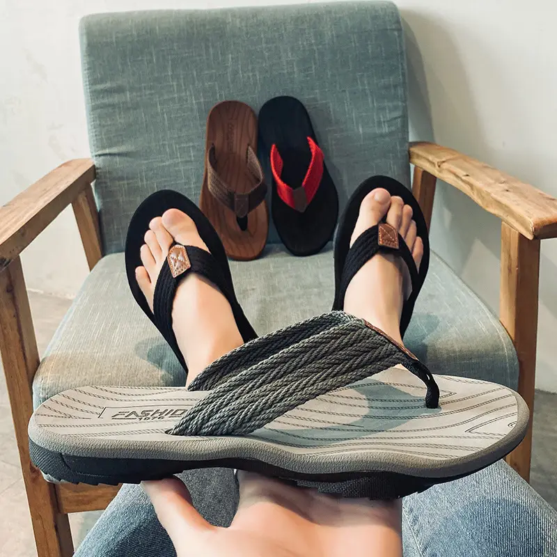 Men's Black Korean Style Flip Flops Non-Slip Summer