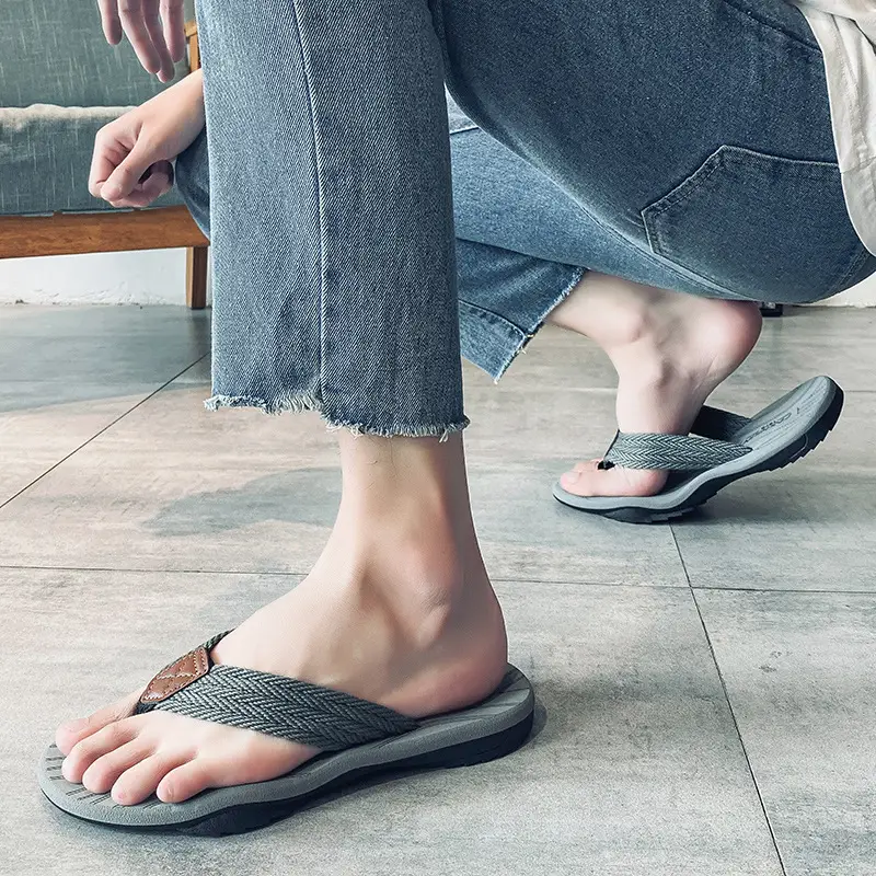 Men's Black Korean Style Flip Flops Non-Slip Summer