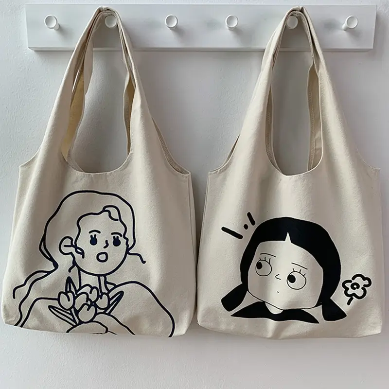 Cute Cartoon Canvas Shoulder Bag for Women - Image 5