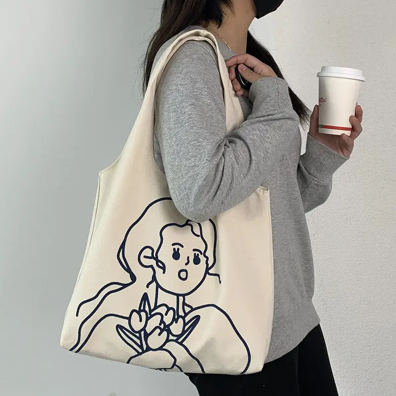Cute Cartoon Canvas Shoulder Bag for Women - Image 8