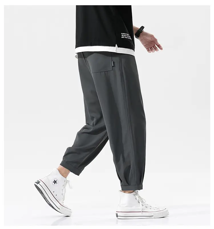 Men Korean Style Loose Straight Trousers Ice Silk Grey — feature 12