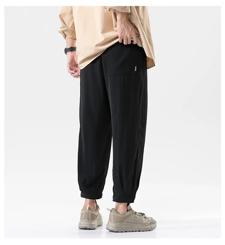 Men Korean Style Loose Straight Trousers Ice Silk Grey — feature 18