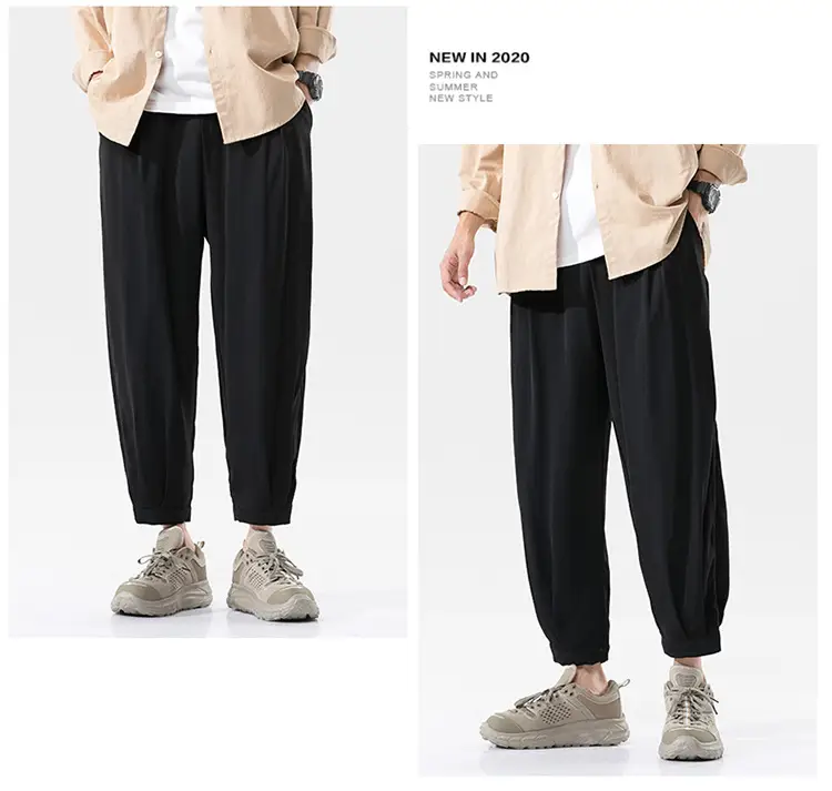 Men Korean Style Loose Straight Trousers Ice Silk Grey — feature 20