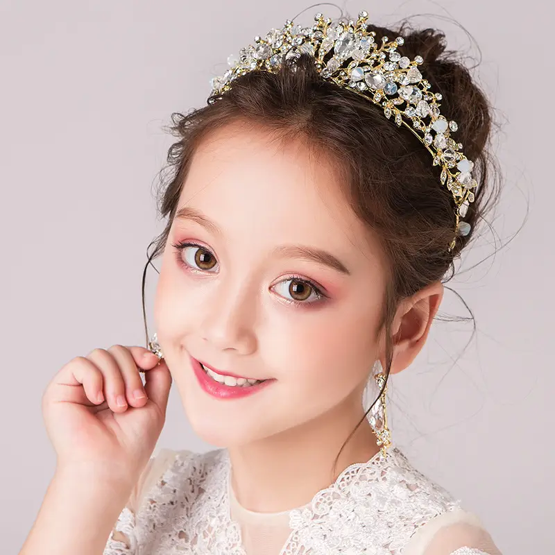 Pink Crystal Crown Headband for Girls Birthday Catwalk - Image 2