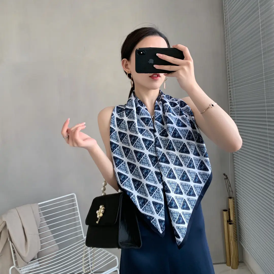 Gaohe Geometric Scarf 90cm Large Square Muslim Women - Image 5