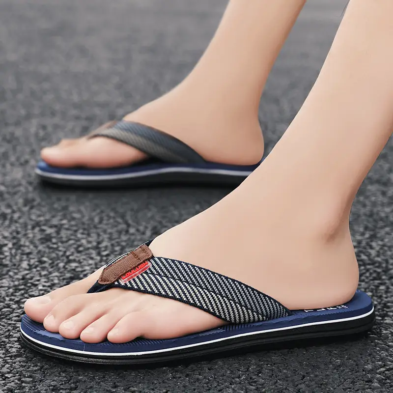 Men's Navy Blue Beach Flip-Flops Non-Slip Clip-On