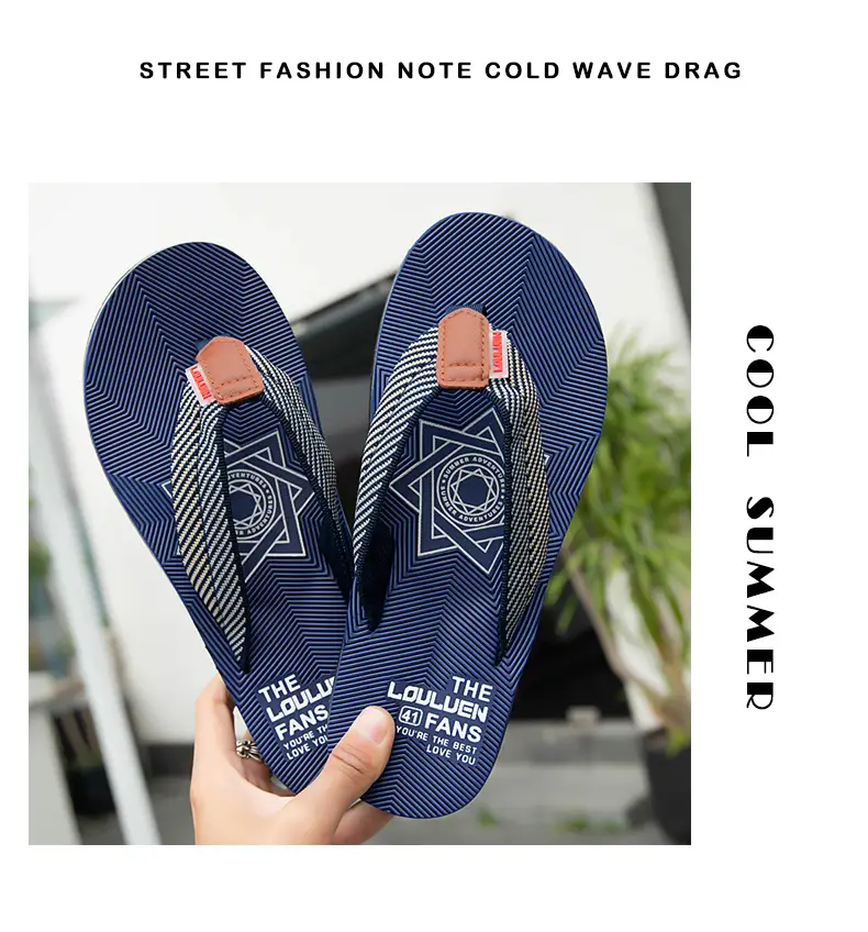 Men's Navy Blue Beach Flip-Flops Non-Slip Clip-On — feature 10