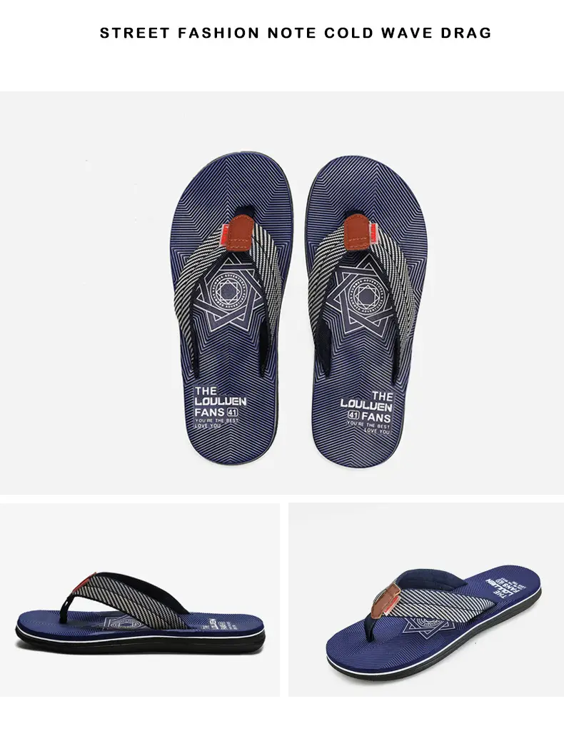 Men's Navy Blue Beach Flip-Flops Non-Slip Clip-On — feature 13