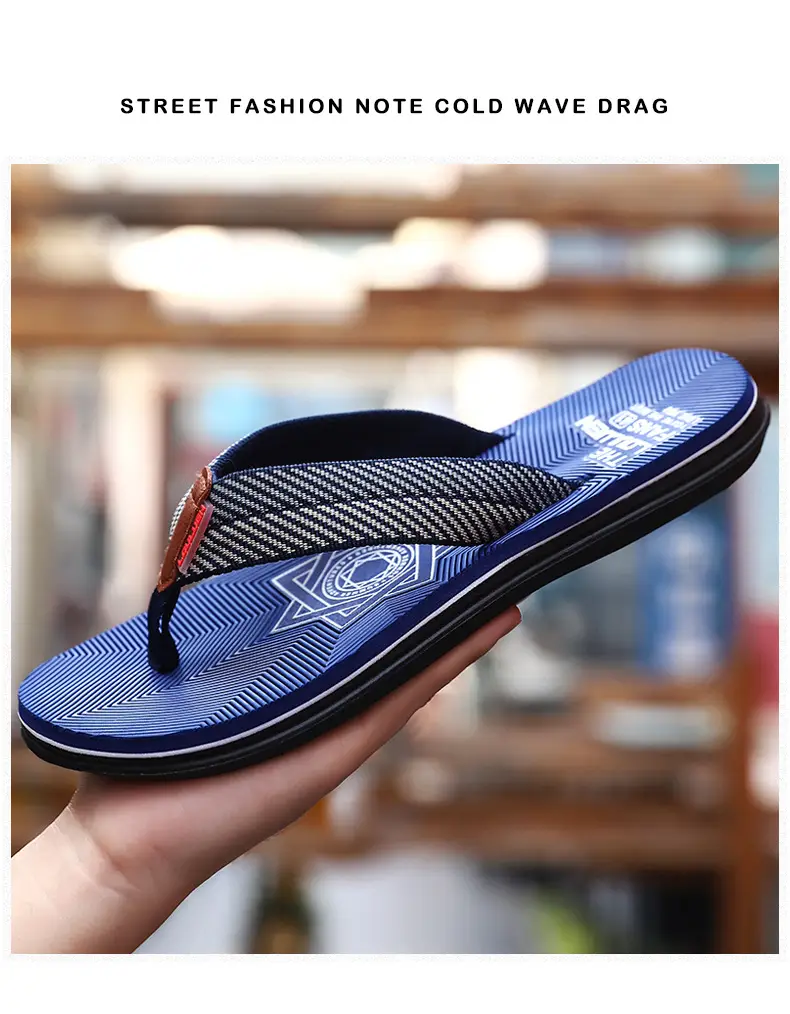 Men's Navy Blue Beach Flip-Flops Non-Slip Clip-On — feature 5