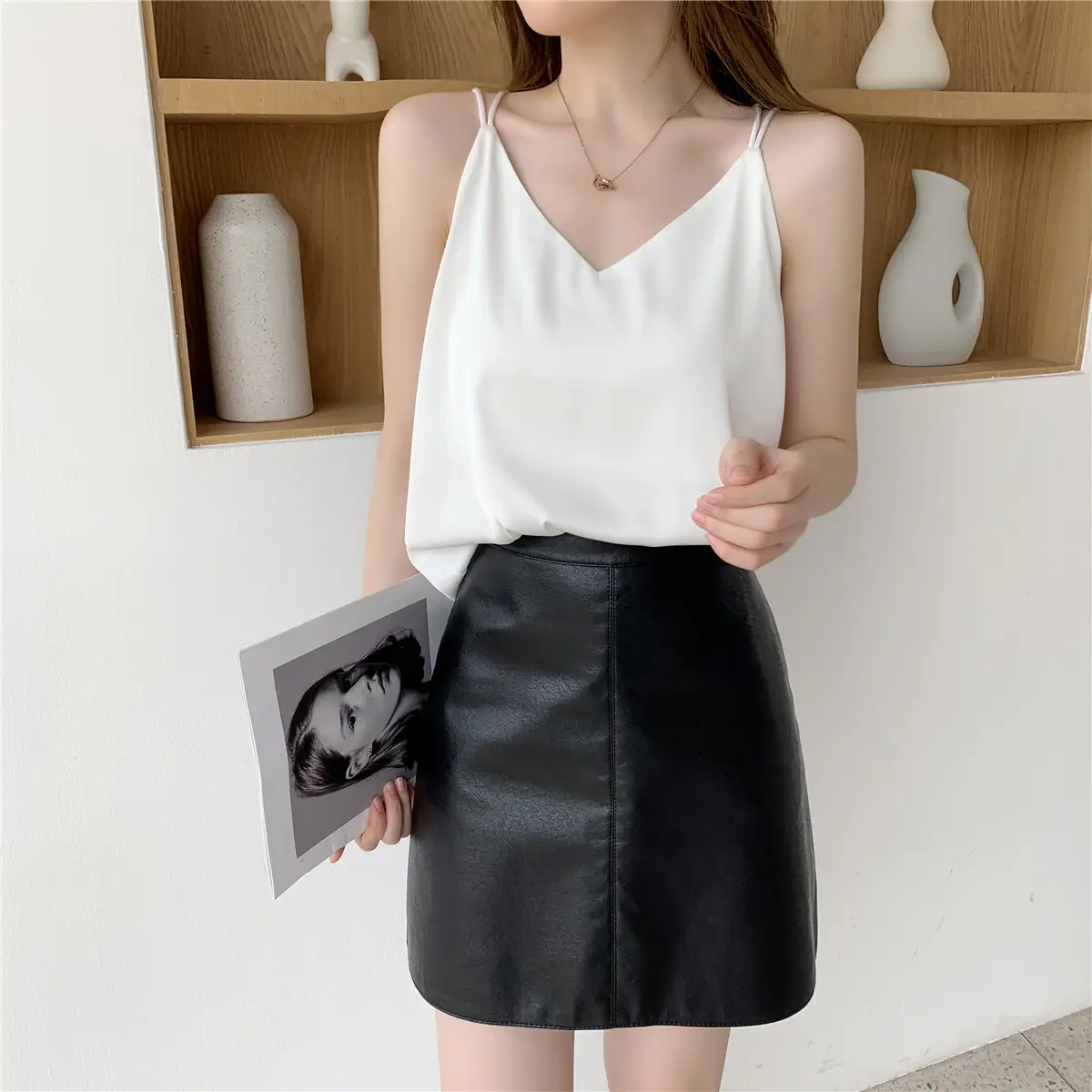 Women Satin Camisole White Loose Fit Summer — feature 10