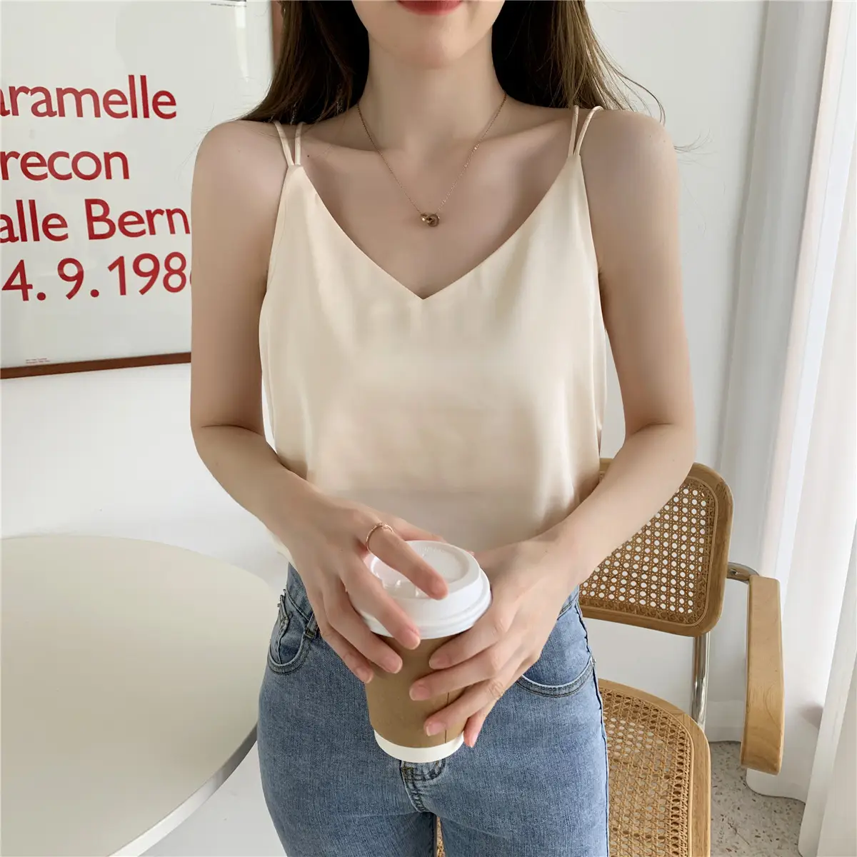 Women Satin Camisole White Loose Fit Summer — feature 18