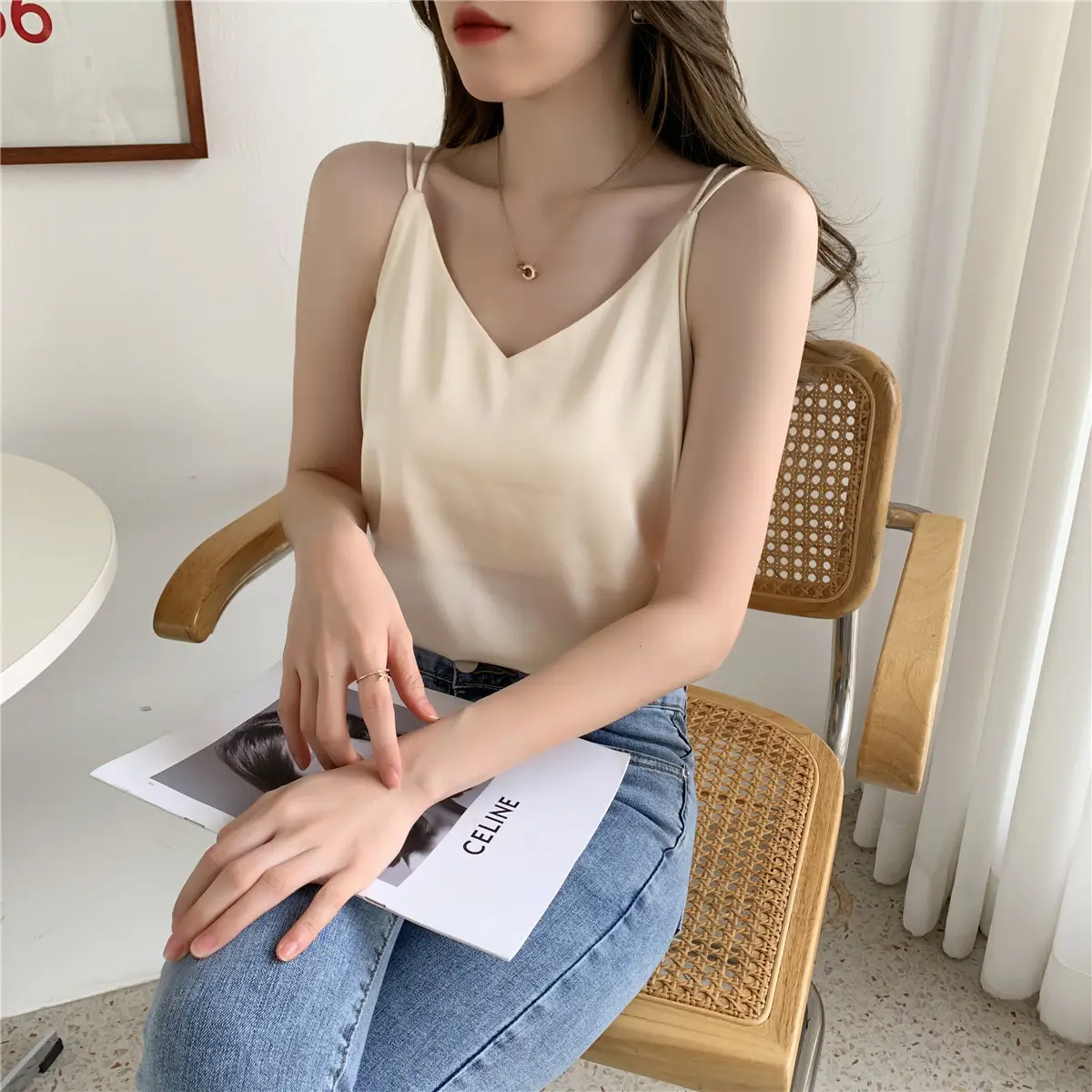 Women Satin Camisole White Loose Fit Summer — feature 20