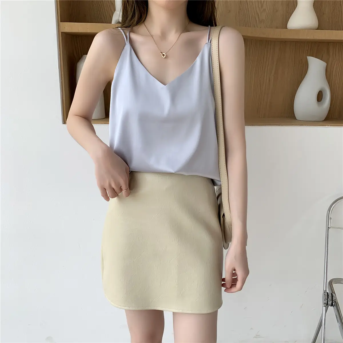 Women Satin Camisole White Loose Fit Summer — feature 24