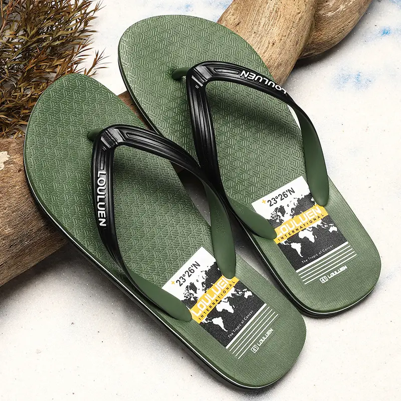 Lu Lu Casual Men's Black Blue Beach Flip Flops