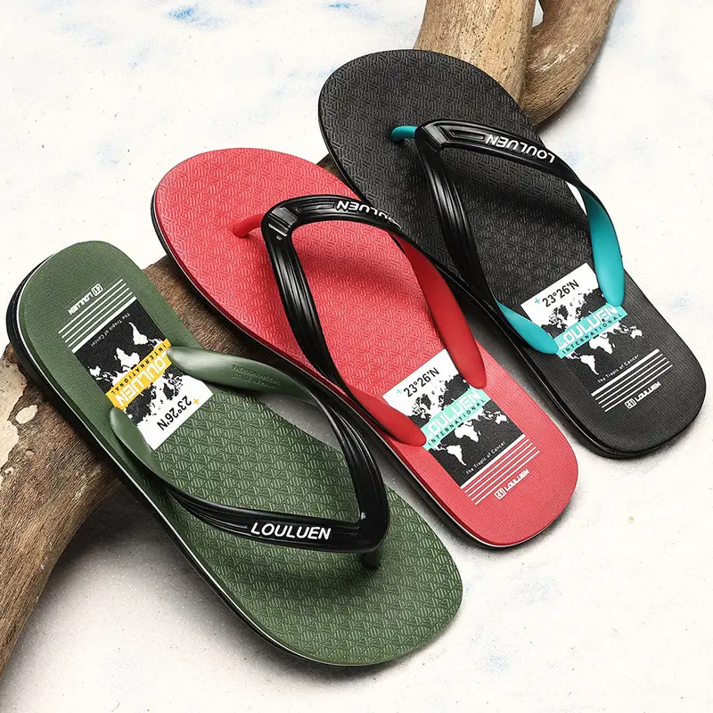 Lu Lu Casual Men's Black Blue Beach Flip Flops