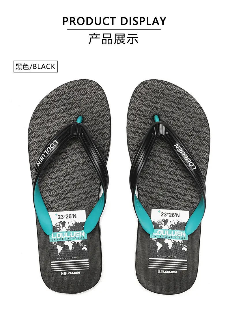 Lu Lu Casual Men's Black Blue Beach Flip Flops — feature 10