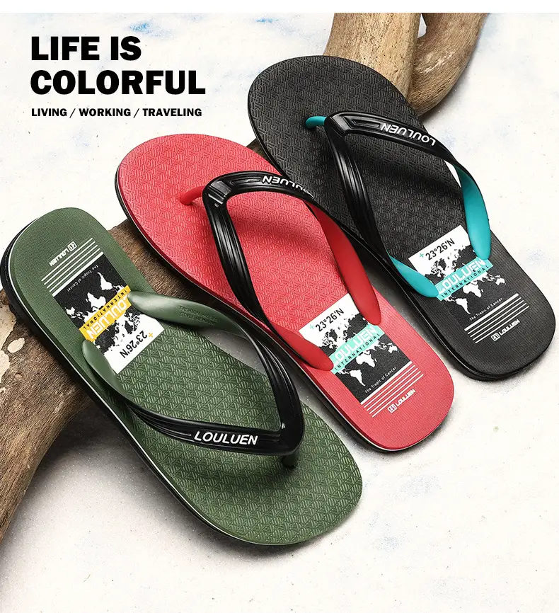Lu Lu Casual Men's Black Blue Beach Flip Flops — feature 4